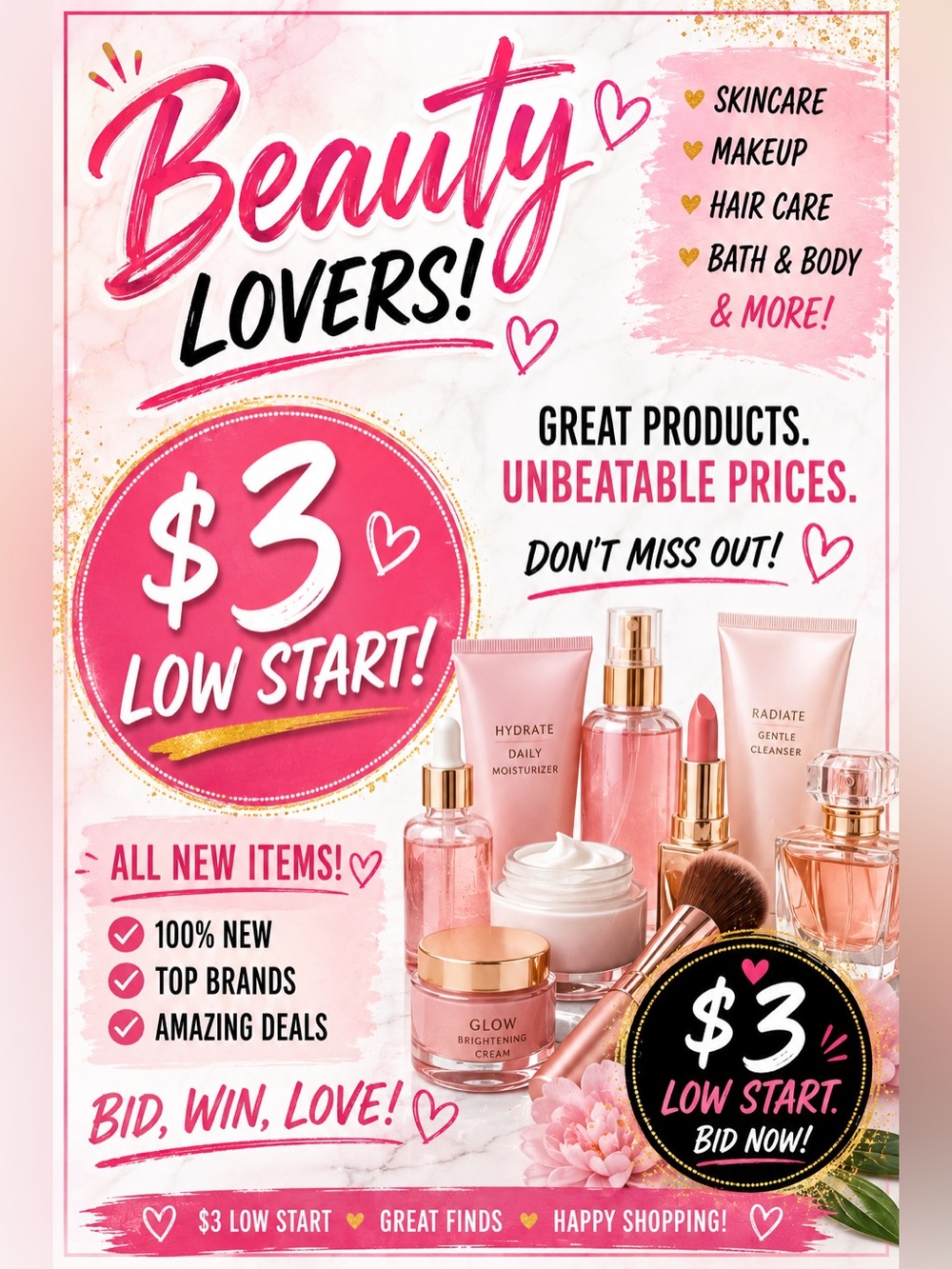 $3 Beauty Low Starts! 8/16